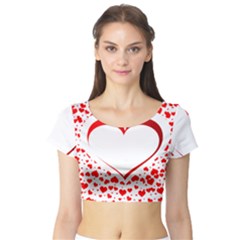 Love Red Hearth Short Sleeve Crop Top (Tight Fit)