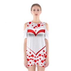 Love Red Hearth Shoulder Cutout One Piece