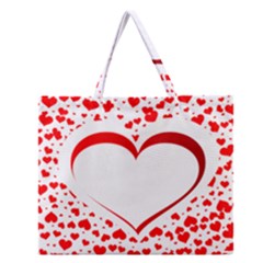 Love Red Hearth Zipper Large Tote Bag