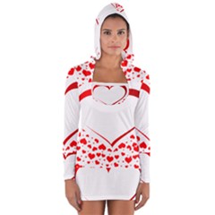 Love Red Hearth Women s Long Sleeve Hooded T-shirt