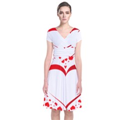 Love Red Hearth Short Sleeve Front Wrap Dress
