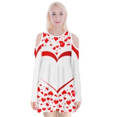 Love Red Hearth Velvet Long Sleeve Shoulder Cutout Dress