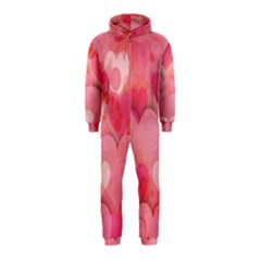 Hearts Pink Background Hooded Jumpsuit (kids)