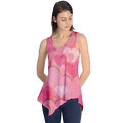 Hearts Pink Background Sleeveless Tunic