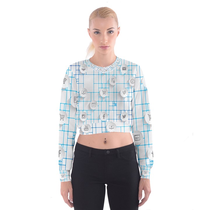 Icon Media Social Network Women s Cropped Sweatshirt