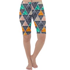 Abstract Geometric Triangle Shape Cropped Leggings  by Amaryn4rt