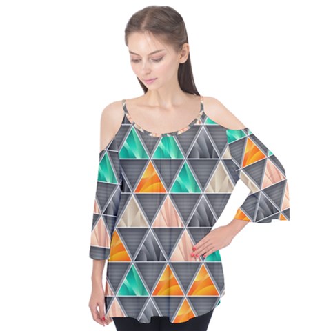 Abstract Geometric Triangle Shape Flutter Tees by Amaryn4rt