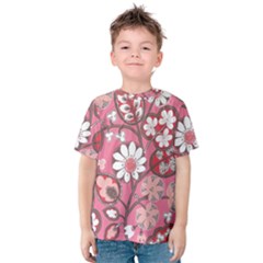 Flower Floral Red Blush Pink Kids  Cotton Tee