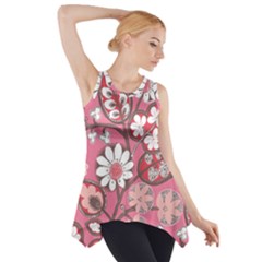 Flower Floral Red Blush Pink Side Drop Tank Tunic