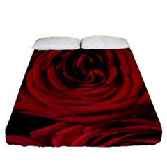 Roses Flowers Red Forest Bloom Fitted Sheet (queen Size) by Amaryn4rt