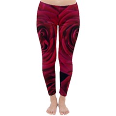 Roses Flowers Red Forest Bloom Classic Winter Leggings by Amaryn4rt