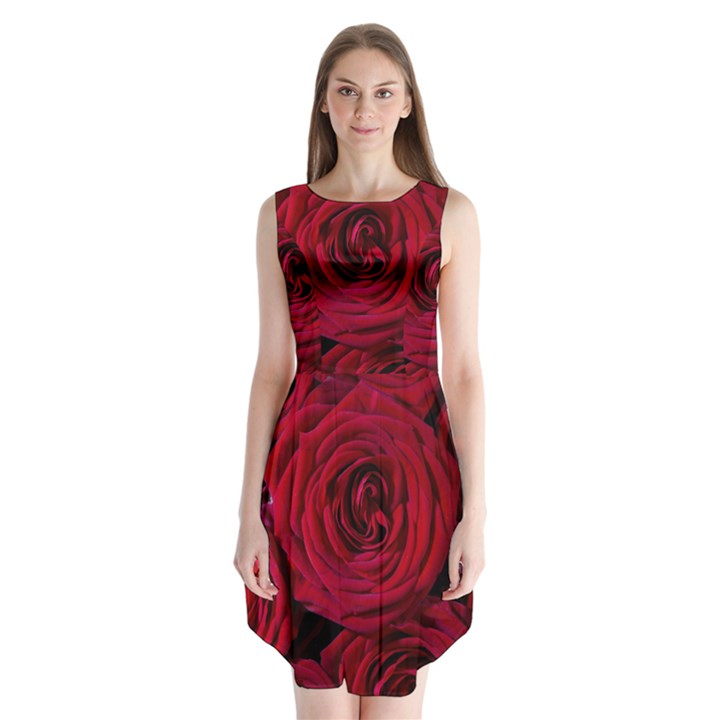 Roses Flowers Red Forest Bloom Sleeveless Chiffon Dress  