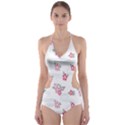 Flower Arrangements Season Sunflower Pink Red Waves Grey Cut-Out One Piece Swimsuit View1