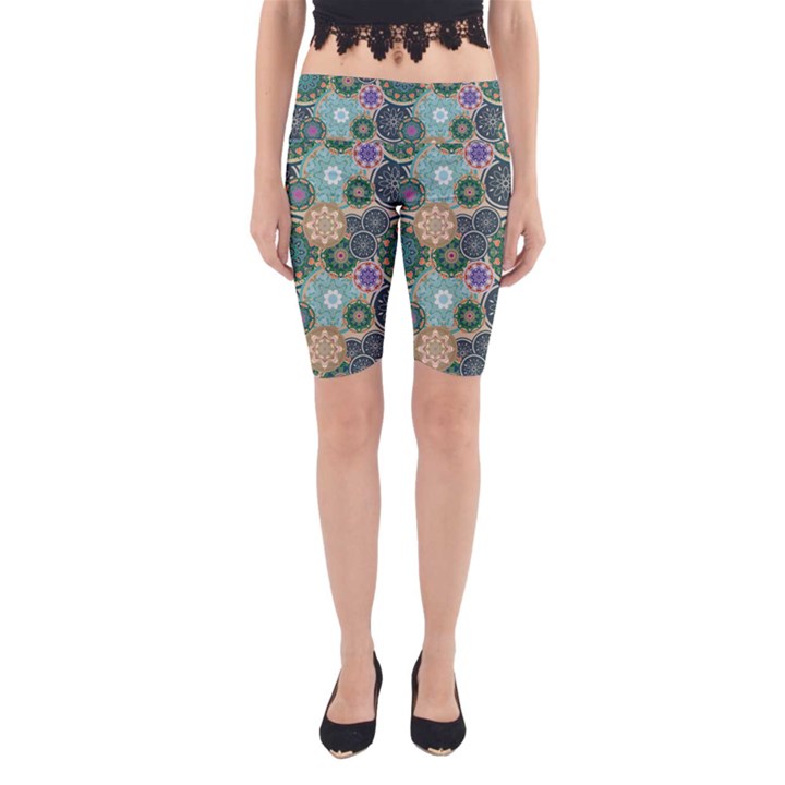 Flower Sunflower Floral Circle Star Color Purple Blue Yoga Cropped Leggings