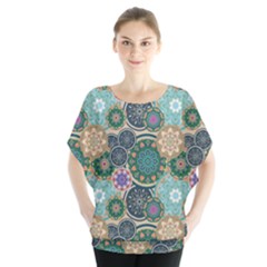 Flower Sunflower Floral Circle Star Color Purple Blue Blouse