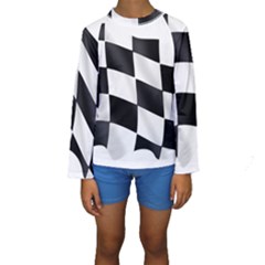 Flag Chess Corse Race Auto Road Kids  Long Sleeve Swimwear by Amaryn4rt