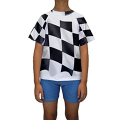 Flag Chess Corse Race Auto Road Kids  Short Sleeve Swimwear by Amaryn4rt