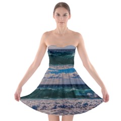 Wave Foam Spray Sea Water Nature Strapless Bra Top Dress by Amaryn4rt