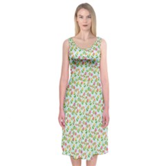 Flowers Roses Floral Flowery Midi Sleeveless Dress by Amaryn4rt