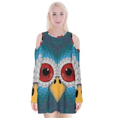 Bird Eyes Abstract Velvet Long Sleeve Shoulder Cutout Dress by Amaryn4rt