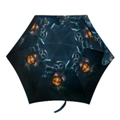 Owl And Fire Ball Mini Folding Umbrellas by Amaryn4rt