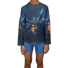 Owl And Fire Ball Kids  Long Sleeve Swimwear by Amaryn4rt
