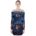 Owl And Fire Ball Long Sleeve Off Shoulder Dress View1