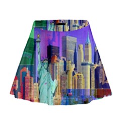 New York City The Statue Of Liberty Mini Flare Skirt