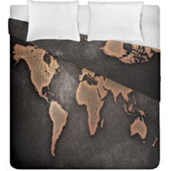 Grunge Map Of Earth Duvet Cover Double Side (king Size) by Amaryn4rt