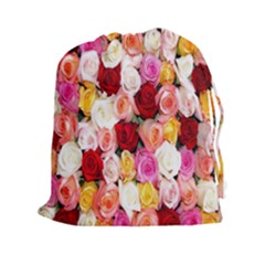 Rose Color Beautiful Flowers Drawstring Pouches (xxl) by Amaryn4rt