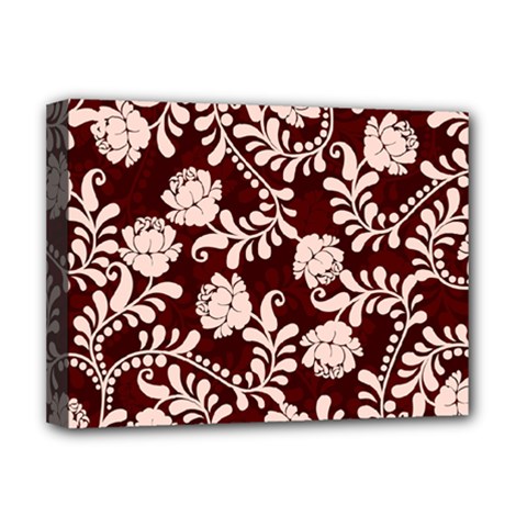 Flower Leaf Pink Brown Floral Deluxe Canvas 16  X 12  