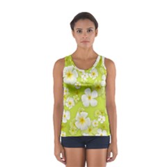 Frangipani Flower Floral White Green Women s Sport Tank Top 