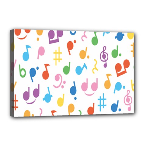 Notes Tone Music Purple Orange Yellow Pink Blue Canvas 18  X 12 