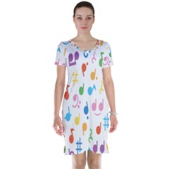 Notes Tone Music Purple Orange Yellow Pink Blue Short Sleeve Nightdress by Alisyart