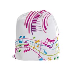 Musical Notes Pink Drawstring Pouches (extra Large) by Alisyart