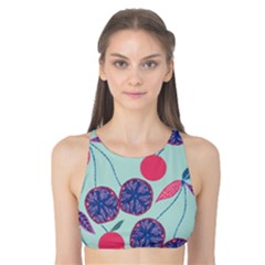 Passion Fruit Pink Purple Cerry Blue Leaf Tank Bikini Top