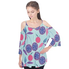 Passion Fruit Pink Purple Cerry Blue Leaf Flutter Tees