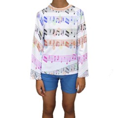 Notes Tone Music Rainbow Color Black Orange Pink Grey Kids  Long Sleeve Swimwear