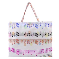 Notes Tone Music Rainbow Color Black Orange Pink Grey Zipper Large Tote Bag by Alisyart