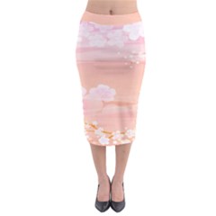 Season Flower Floral Pink Midi Pencil Skirt