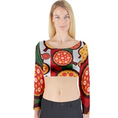 Pizza Italia Beef Flag Long Sleeve Crop Top