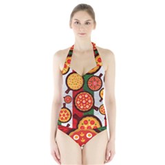 Pizza Italia Beef Flag Halter Swimsuit