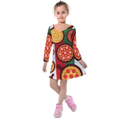 Pizza Italia Beef Flag Kids  Long Sleeve Velvet Dress
