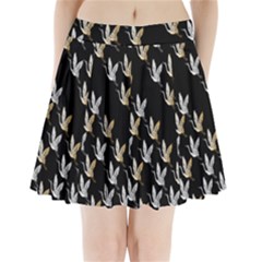 Goose Swan Gold White Black Fly Pleated Mini Skirt