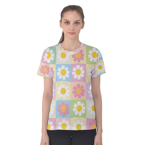 Season Flower Sunflower Blue Yellow Purple Pink Women s Cotton Tee by Alisyart