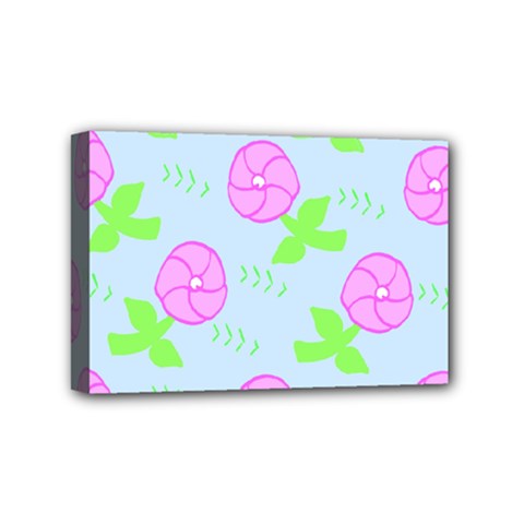 Spring Flower Tulip Floral Leaf Green Pink Mini Canvas 6  X 4 