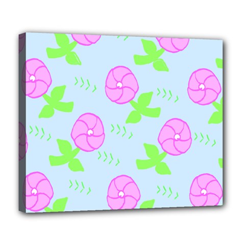 Spring Flower Tulip Floral Leaf Green Pink Deluxe Canvas 24  X 20  