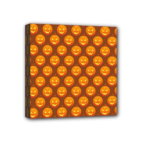 Pumpkin Face Mask Sinister Helloween Orange Mini Canvas 4  X 4  by Alisyart