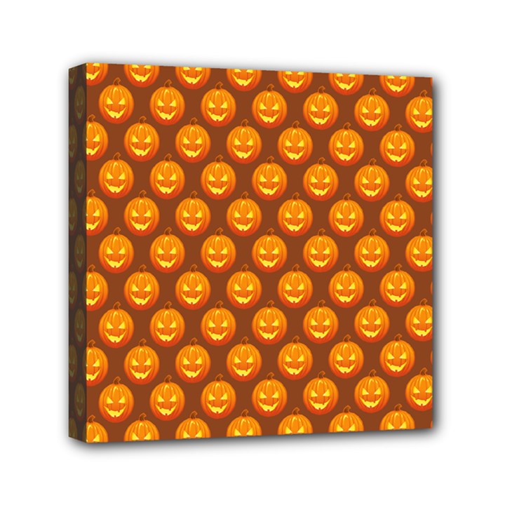 Pumpkin Face Mask Sinister Helloween Orange Mini Canvas 6  x 6 