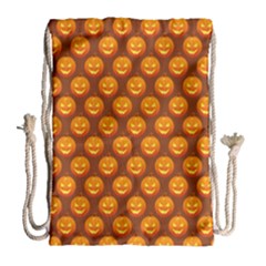 Pumpkin Face Mask Sinister Helloween Orange Drawstring Bag (large)